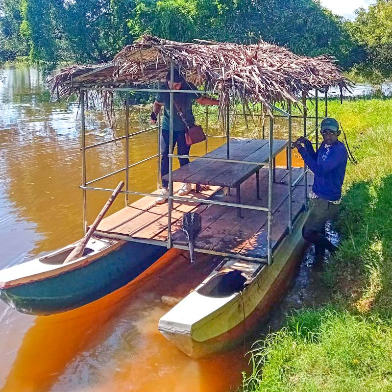 catamaran crossing on a local tank