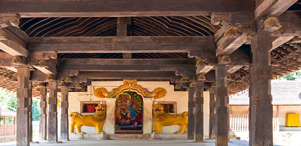 Three Temples -Intricate wooden carvings at Embekke Devalaya, Kandy
