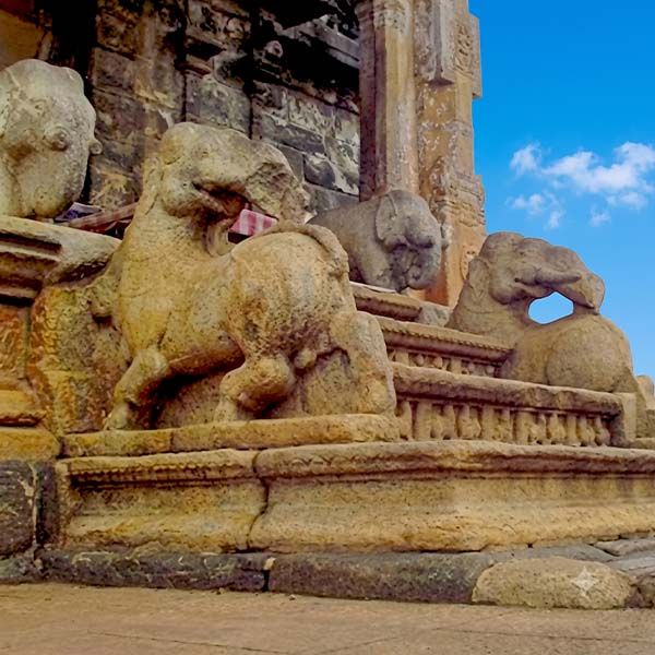 The ancient stone exterior of Gadaladeniya Temple near Kandy.